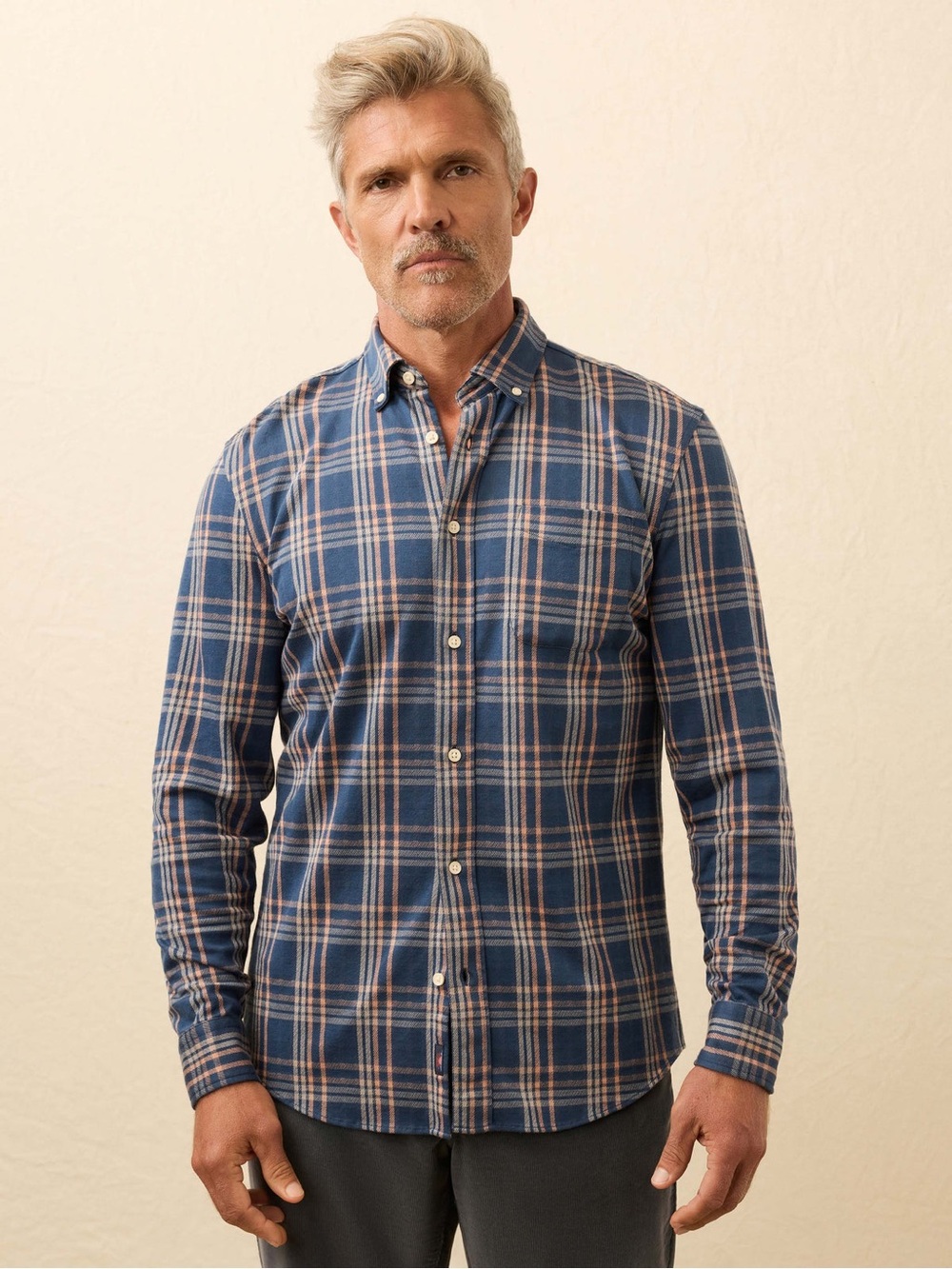 {XL} Faherty Coastline Knit Shirt - Clay Twilight Plaid